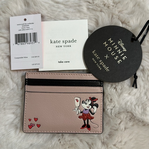 Kate Spade Minnie Mouse Card Holder with heart print - Picture 1 of 3